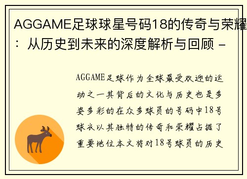 AGGAME足球球星号码18的传奇与荣耀：从历史到未来的深度解析与回顾 - 副本